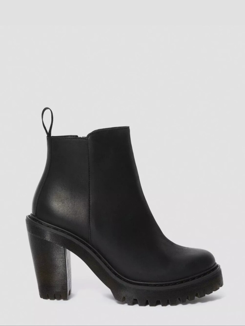 Dr. Martens Magdalena Black Chunky Heel Ankle Boots with Side Zip 39 US 8 8.5